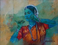 Saeed Kureshi, Amorous Call, 24 x 18 Inch, Oil on Canvas, Figurative Painting,  AC-SAKUR-014